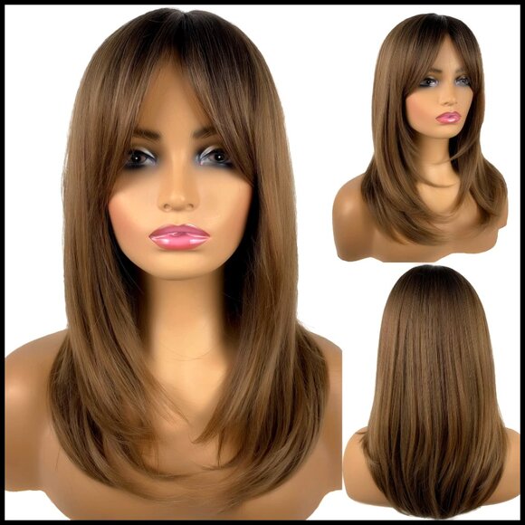 Layered Shoulder Length Synthetic Wig with Bangs for Daily Party Wear main image 6